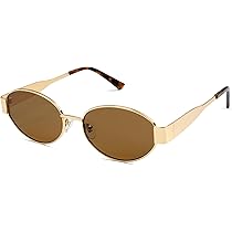 SDINM Hexagon Sunglasses for Women Retro Vintage Gold Metal